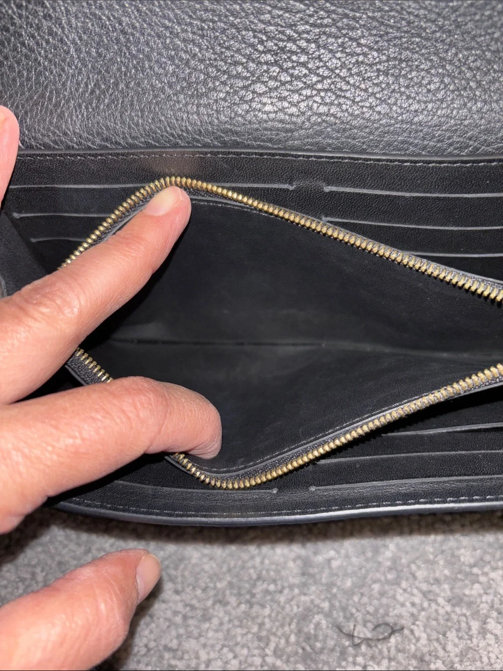 Louis Vuitton Black Leather Continental Wallet with Gold Accents - Picture 4 of 9